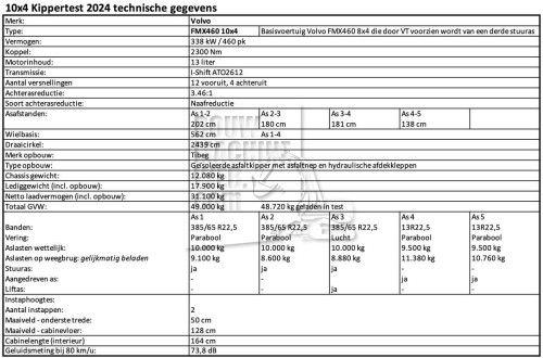 Volvo FMX460 10x4 -12 Technische specificaties